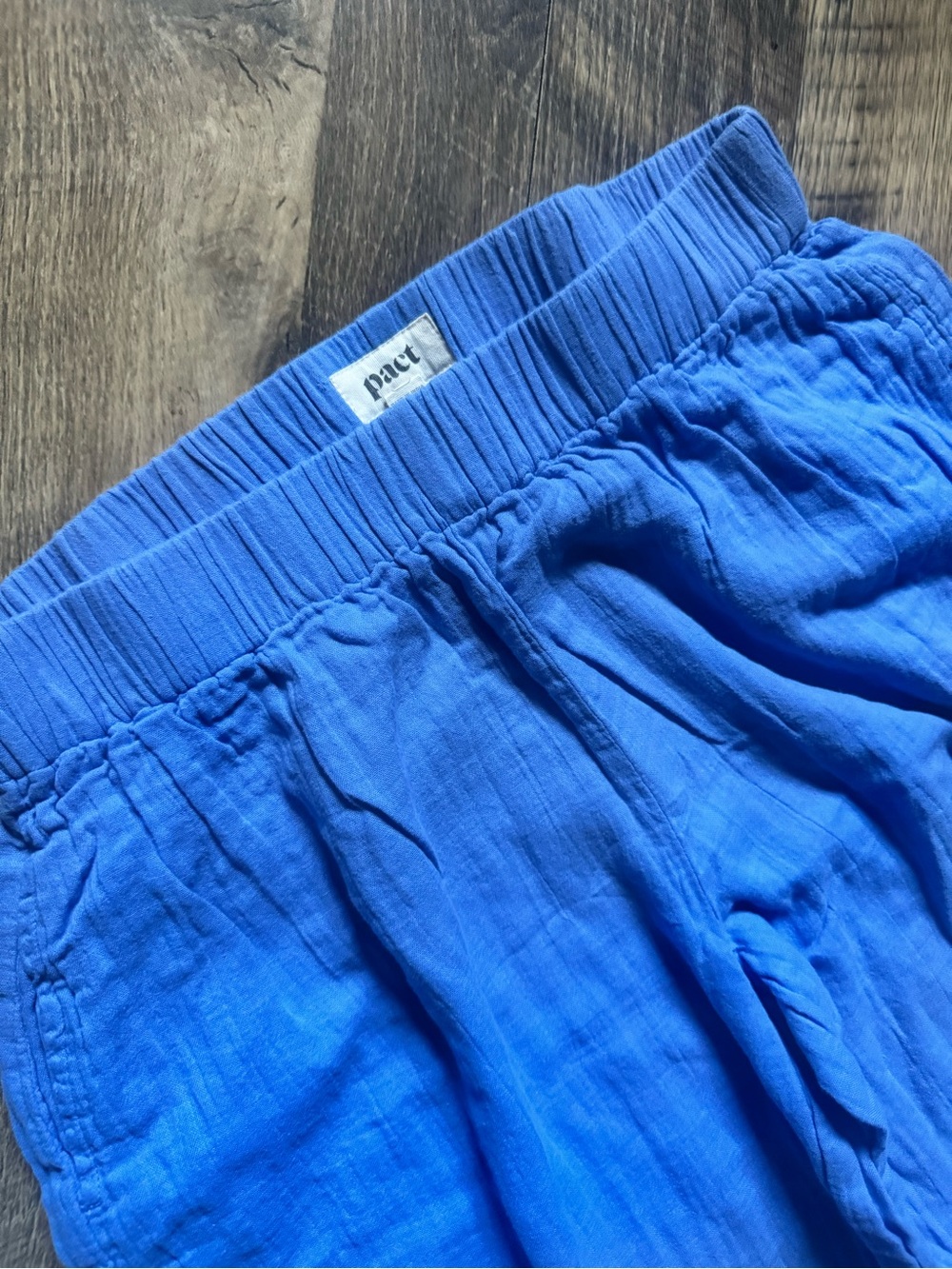 Pact 100% Organic Cotton Sky Blue Elastic Waist Gauze Pants - Picture 4 of 8